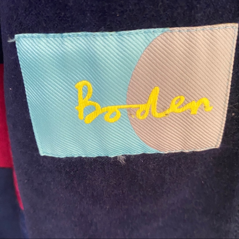 Boden Velvet Velour Navy Blue Long Winter Coat 18 - Picture 3 of 8